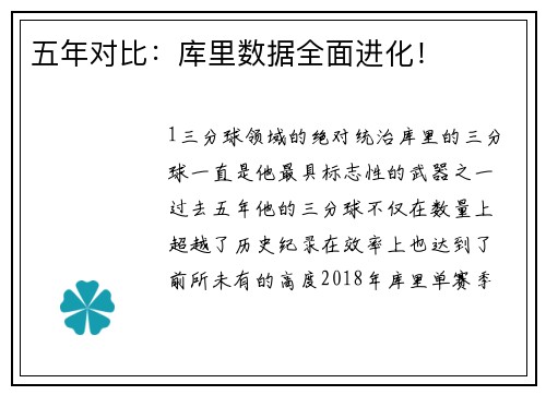 五年对比：库里数据全面进化！