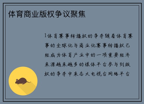 体育商业版权争议聚焦